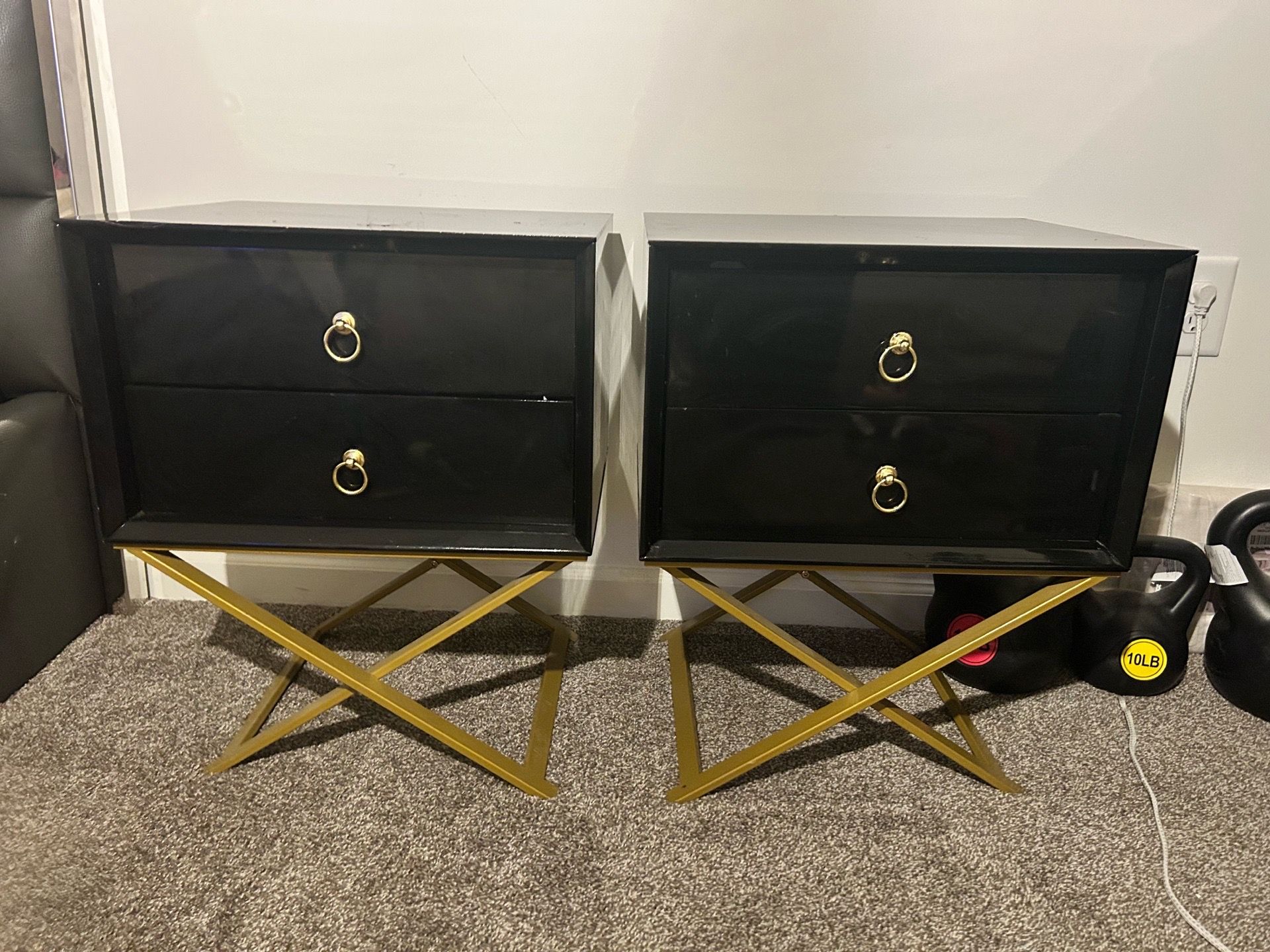 2 Black/Gold Trim Night Stands