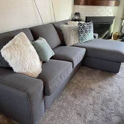 Gray Sectional Deep Seats Like New