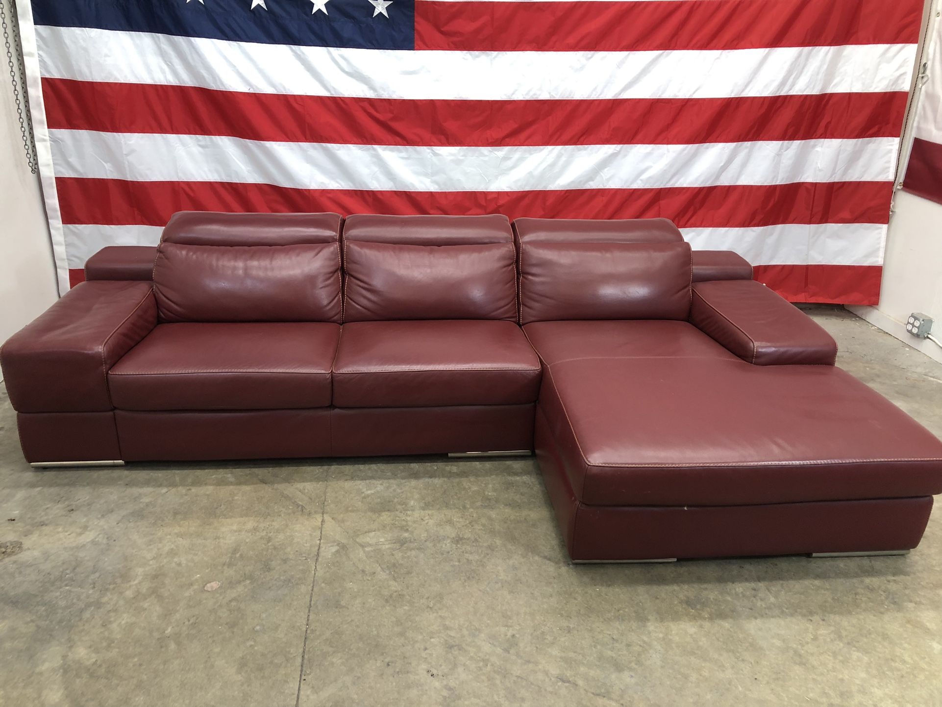 Free Delivery - Italian Domicil Leather 2 Piece Sectional Couch