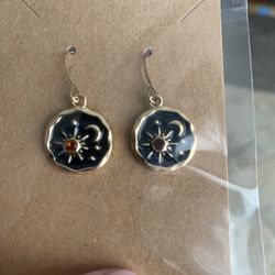 Navy Blue Moon & Star Earrings 