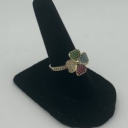 14k Gold Four Color Clover Ring/ Anillo De Trebol De Cuatro Colores Oro 14k