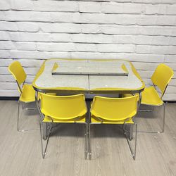 Vintage 1950's Formica Chrome Dining Kitchen Table & Chairs Set