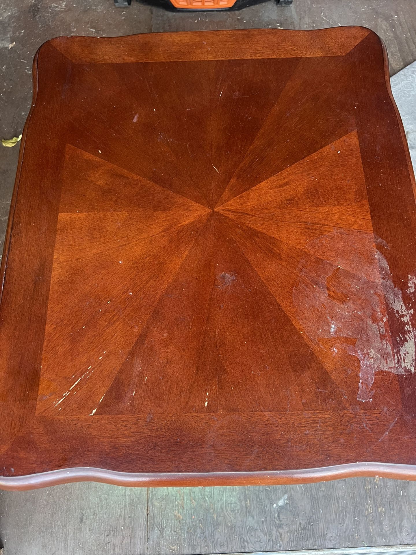 MCM Cherry Wood Inlaid End Table ( As Is) Potential restoration piece 21”Ht 22x26 Top