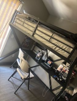 Metal Loft bed with desk