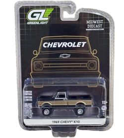 Greenlight 1:64 1969 Chevy K10 Lifted Black and Gold 1/64 Dealer Diecast Exclusive