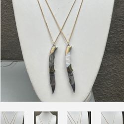 Hand Made Gold Japanese Knife Necklace 