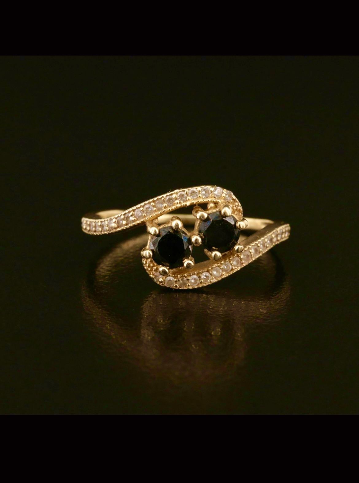 14k cubic zirconia Toi et moi by pass Ring