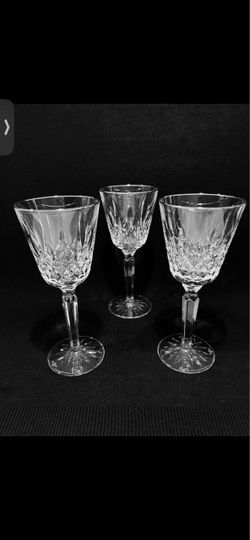 Waterford Platinum Lismore Tall Wine Crystal Glasses Set of 3. Beautiful elegant Waterford glasses are in excellent condition. Size is 7-3/8” tall