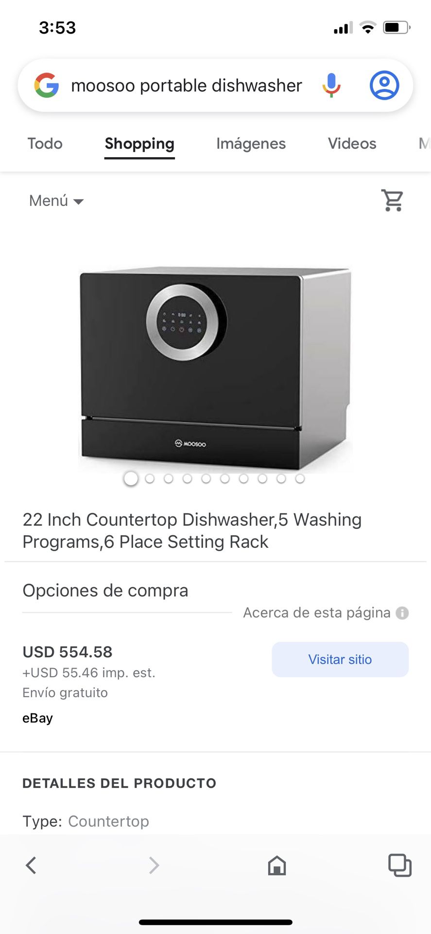 Portable Dishwasher Brand New!! (NO BOX) 22 Inch Countertop Dishwasher,5 Washing Programs,6 Place Setting Rack