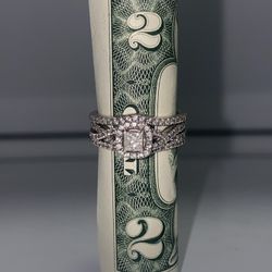 14K white gold wedding ring set