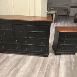 Wood Dresser With Mirror And Nightstand 