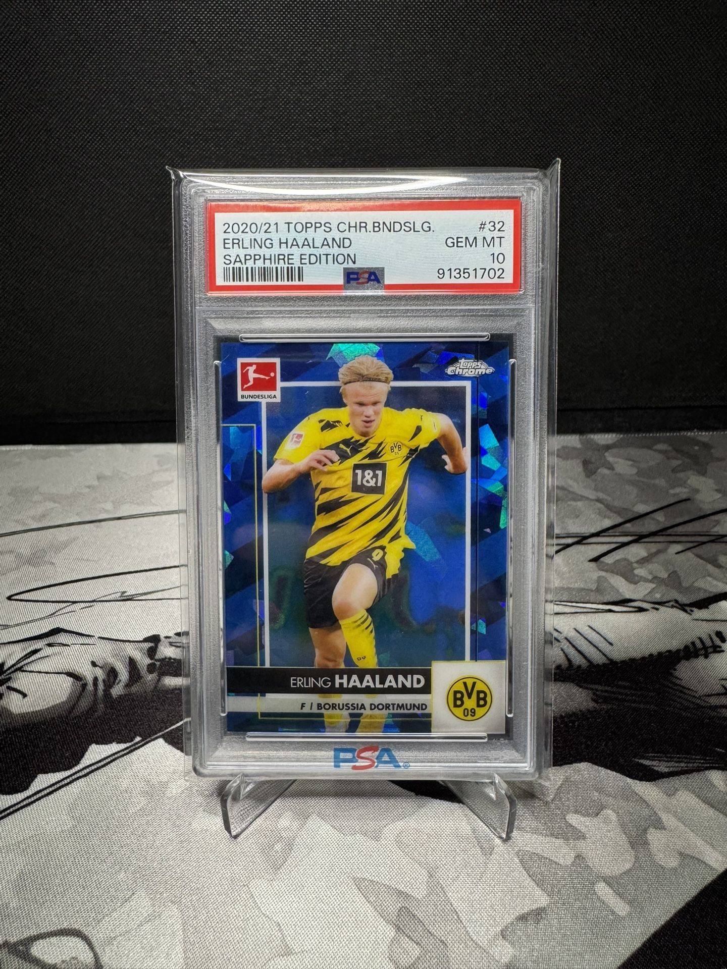 2020-21 TOPPS CHROME BUNDESLIGA ERLING HAALAND SAPPHIRE EDITION PSA 10