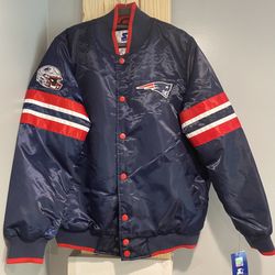 Men's New England Patriots Starter Navy Scout I Full-Snap Varsity Jacket Large