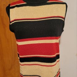 Brand New Women's Mod Turtle Metallic Stripe Top Size Small