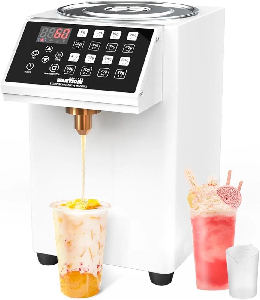 WantJoin Automatic Fructose Dispenser for Commercial, Stainless Steel Syrup Dispenser for Bubble Tea Equipment, Fructose Quantitative Machine with Mea