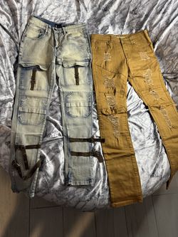 Argonaut Nation Tan Mustard Distressed Moto Jeans