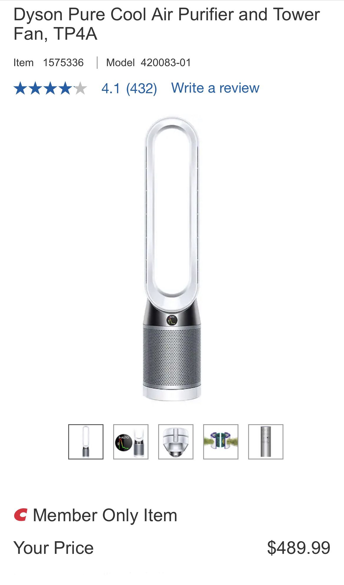 Dyson Pure Cool Air Purifier And Tower Fan