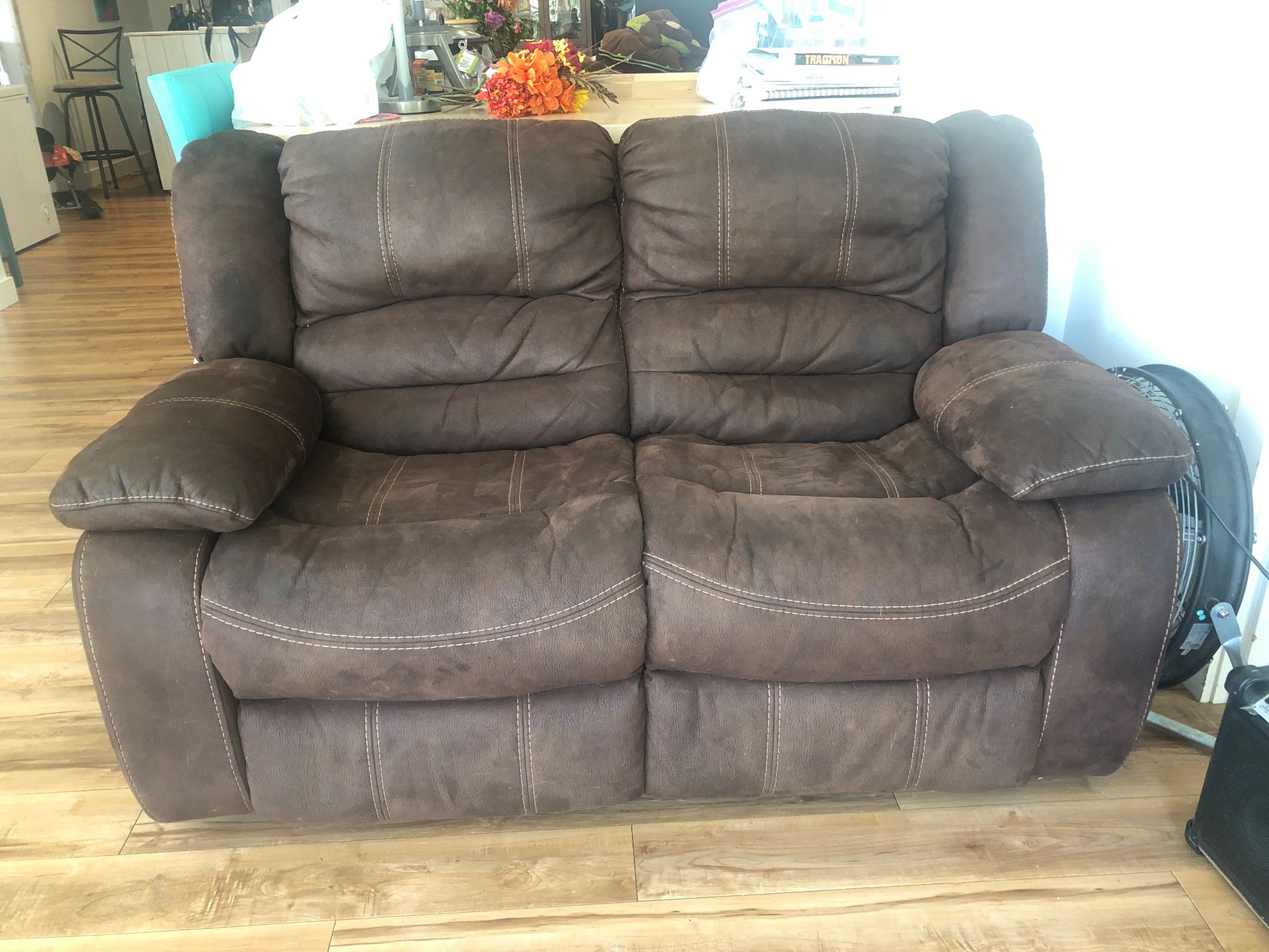 Brown recliner sofa