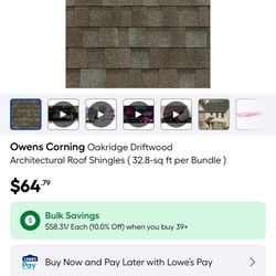 Owens Corning Oakridge Driftwood Architectural Roof Shingles