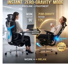 COTYFLY:Ergonomic Office Chair with Footrest & 3D Massage Lumbar support