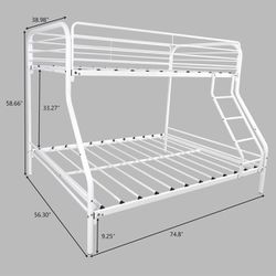 Bunk BED Single Over Double. White Metal