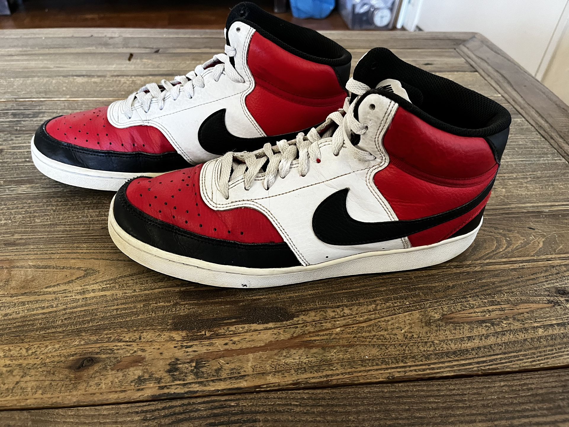 Nike Court Vision Shoes Mid 2021 Red Black White Mens 10