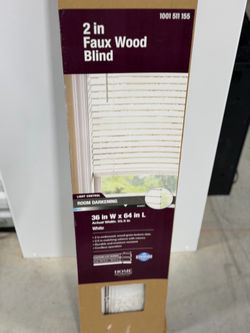 2-Inch Faux Wood Blind 36x64 White. Set of 2