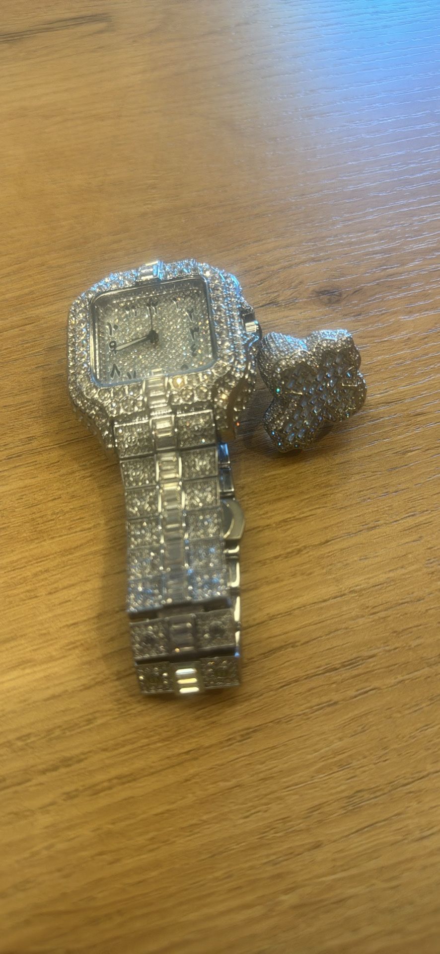 VVS ARABIC NUMERAL ICED OUT WATCH AMD RING