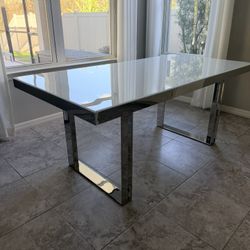White Glass Rectangular Dining Table 