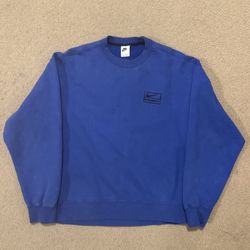 Nike x Stussy Acid Wash Crew Fleece Blue Size Medium 