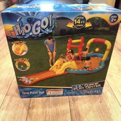 Brand New H2OGO Lil Champ Play Pool Center With Detachable Slide Kids Outdoor Summer Fun Designed to get kids moving, grooving and out of the house, s