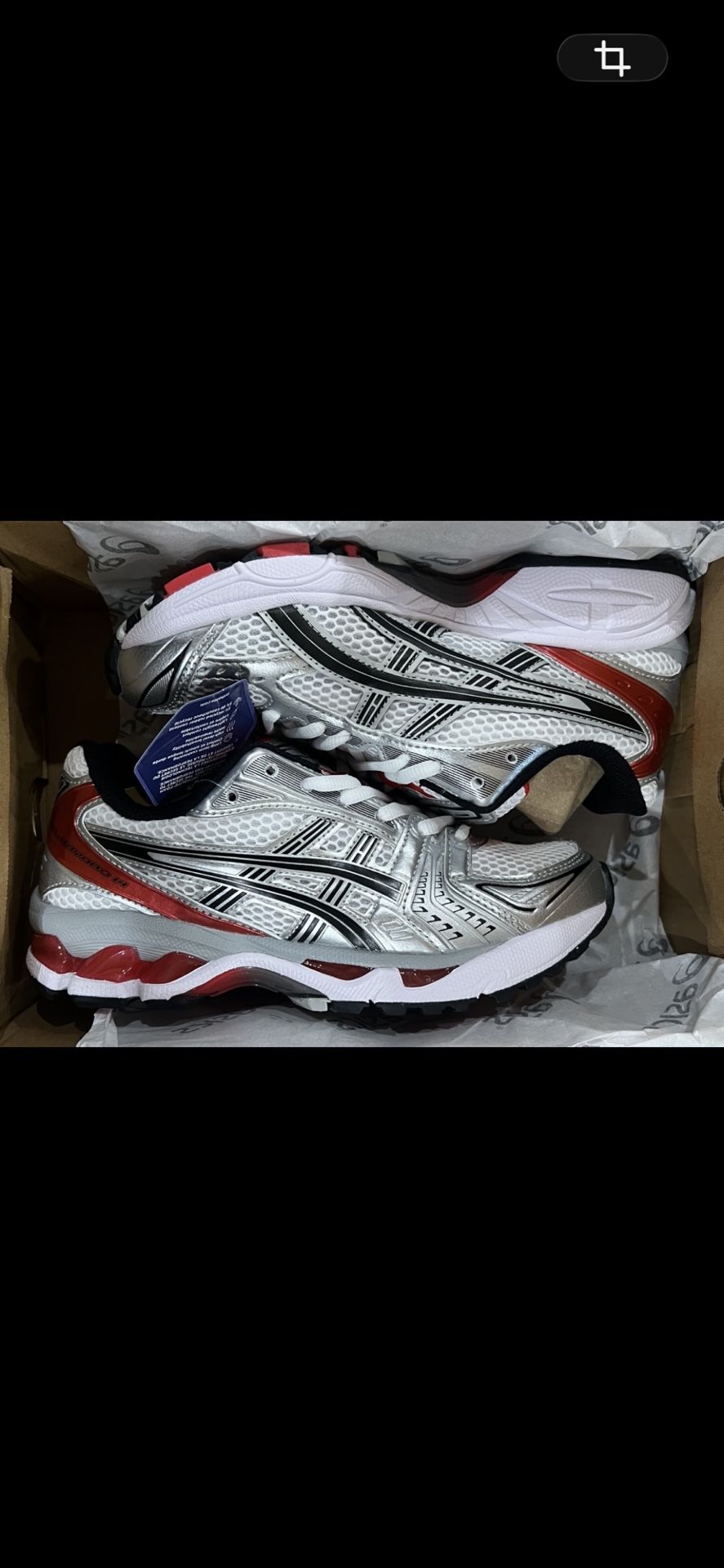 ASICS Gel Kayano 14 Running Sneakers Silver White Red size 6, 6.5, 8