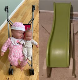 Free! Toddler slide, toys, 6 wooden chairs and Tablet