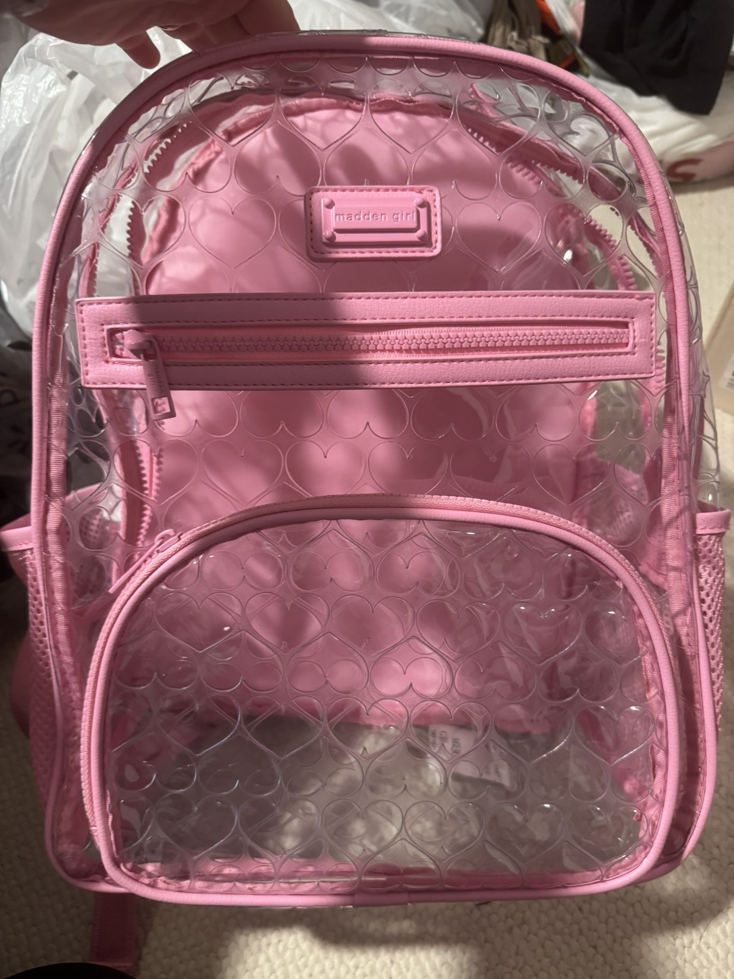 New Steve Madden Pink Clear Transparent Backpack