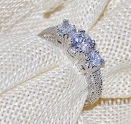 New 10 k white gold wedding ring set engagement ring