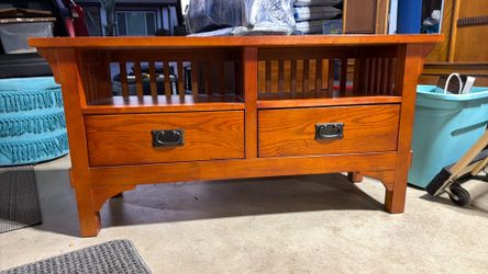 Mission Style Wood Coffee Table with Drawers