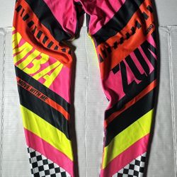 Pre Owned Excellent  Zumba Wear Dance Fitness Leggings  Checkered  Pink Red Neon Yellow  Women  Size Medium
