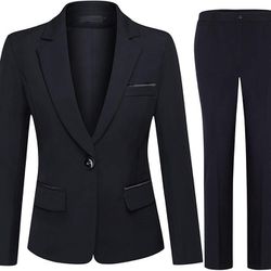 YUNCLOS Women's 2 Piece Office Lady Business Suit Set Slim Fit Blazer Pant