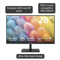 LIKE-NEW 4K Monitor, Z-Edge, 28 inch UHD 3840x2160, 144Hz, Ultra-Thin - USB-C, Display Port, HDMI