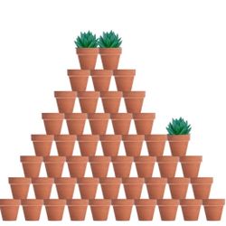 NEW!! Vensovo 48 Pcs 2" Tiny Terracotta & Terra Cotta Pots With Drainage - Small Mini Clay Ceramic Pottery Planter Ideal For Indoor/Outdoor Plants, Cr