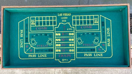 Las Vegas Casino Dice table top, two-sided wooden felt table top craps and roulette