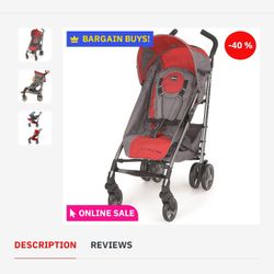 Chico STROLLER IN GOOD CONDITION  GREY WITH RED