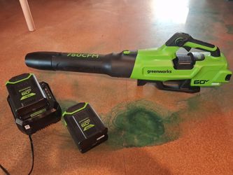 Like NEW Greenworks Blower 60v 750CFM plus 2 Batteries & Charger
