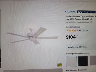 Harbor Breeze Cypress Point 52" Ceiling Fan White