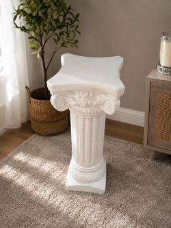 2x White Classical Greek Column Pedestal Plant Stand