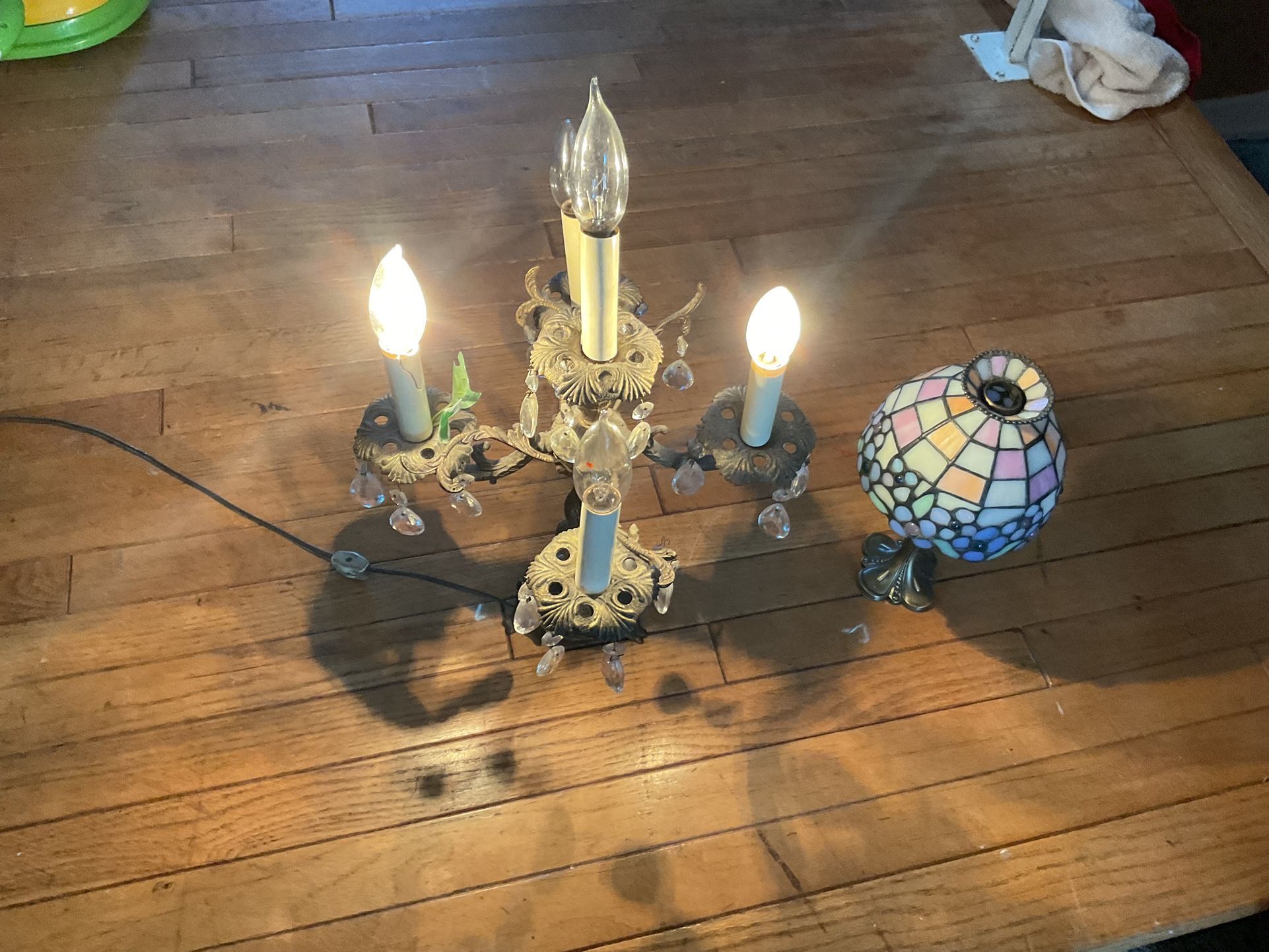 An Old Lamp , And An Old Vintage Candle Holder (NO SHIPPING)