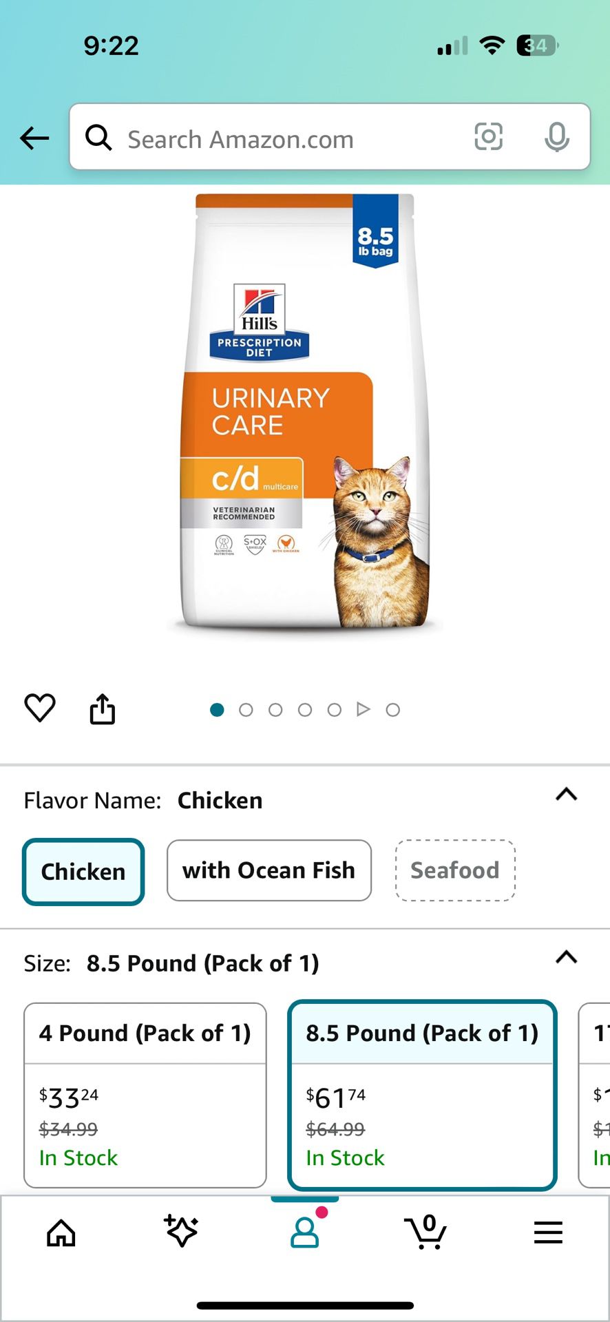 Hill's Prescription Diet c/d Multicare Urinary Care with Chicken Dry Cat Food, Veterinary Diet,