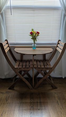 Wood Folding Bistro Table and Chair Set