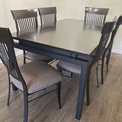 Dining Table With 6 Chairs Wood And Metal