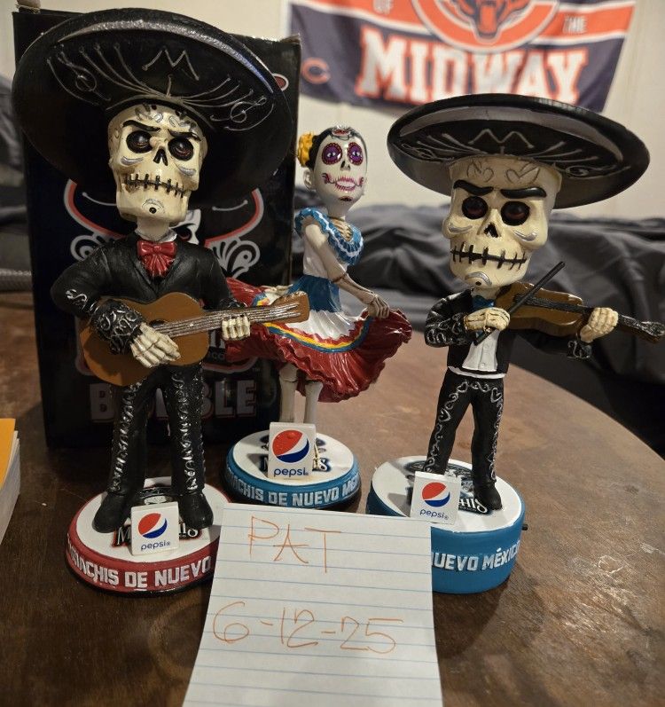 Albuquerque Isotopes Mariachi Sugar Skull Bobbleheads